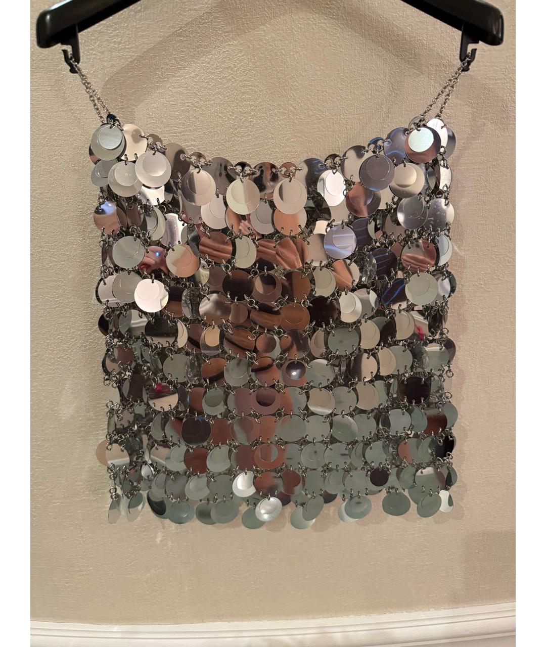 PACO RABANNE Серебряная юбка мини, фото 3