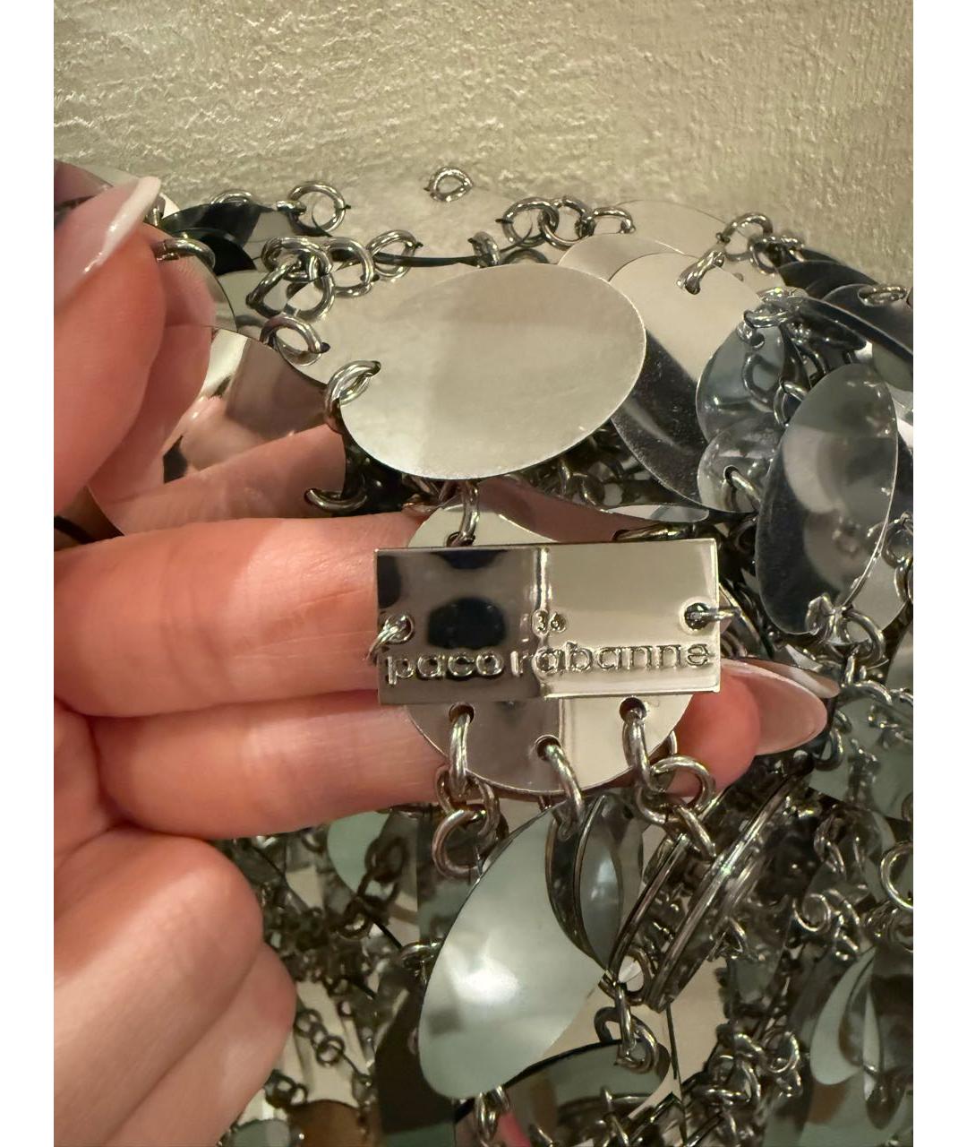 PACO RABANNE Серебряная юбка мини, фото 4