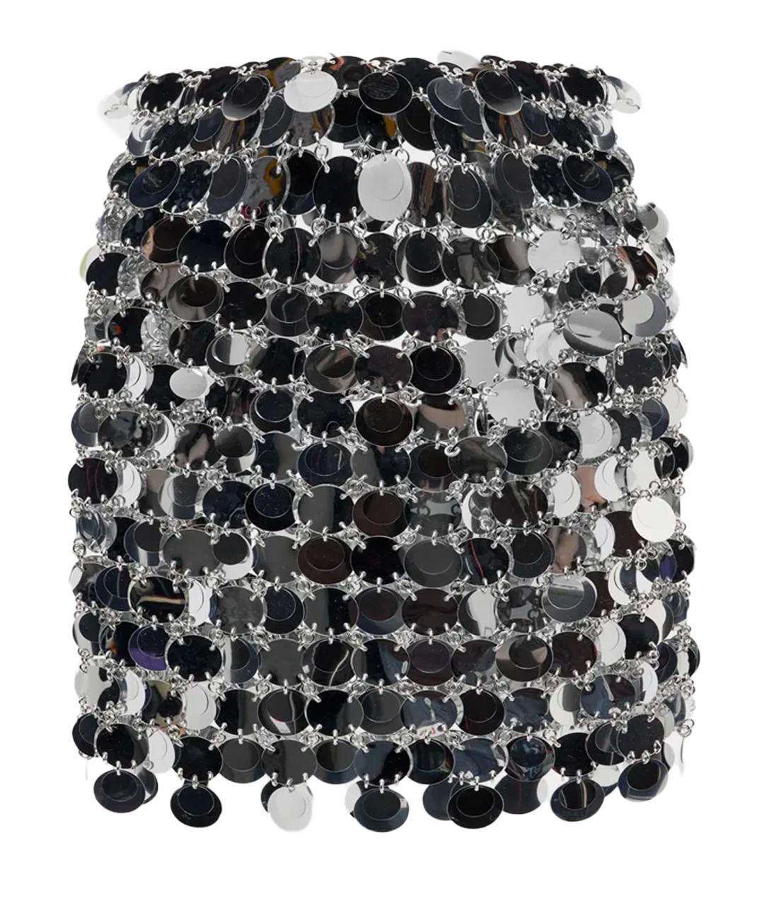 PACO RABANNE Серебряная юбка мини, фото 1