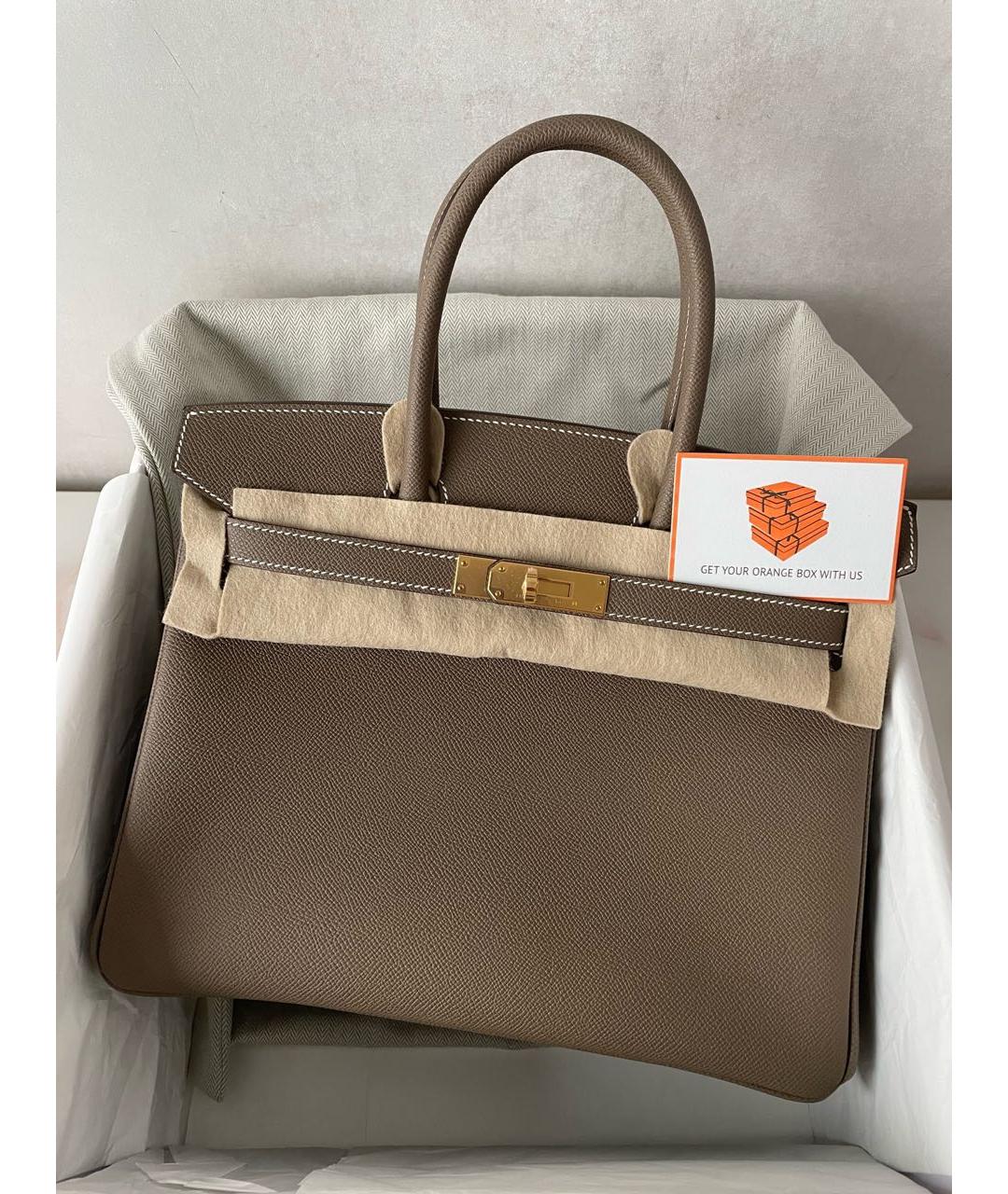 HERMES Бежевая кожаная сумка тоут, фото 5