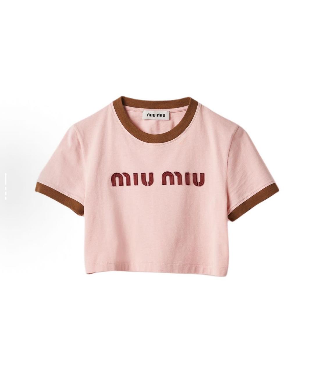 MIU MIU Розовая хлопковая майка, фото 8