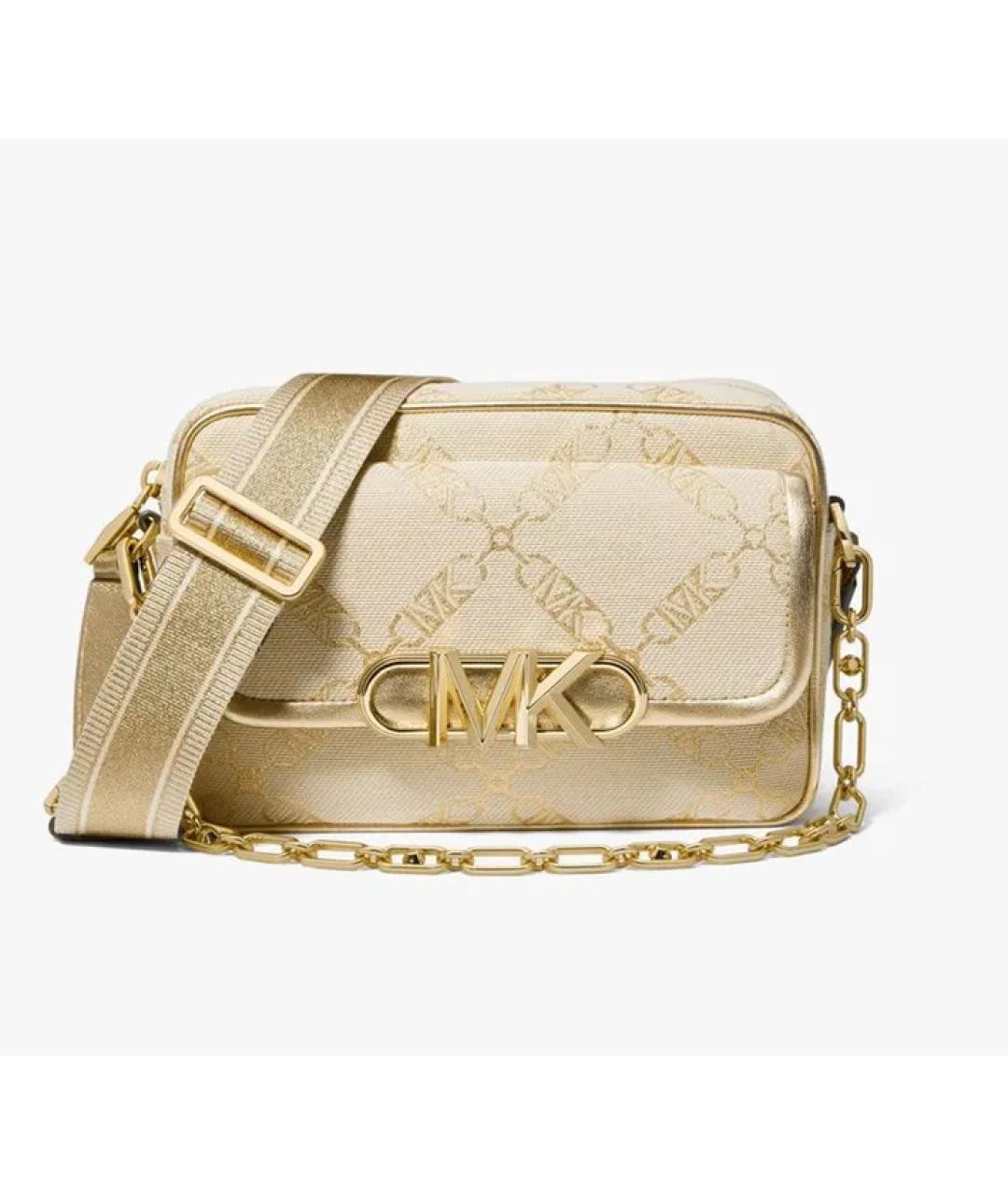 MICHAEL KORS Золотая тканевая сумка через плечо, фото 8