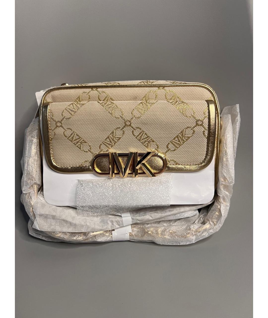 MICHAEL KORS Золотая тканевая сумка через плечо, фото 2