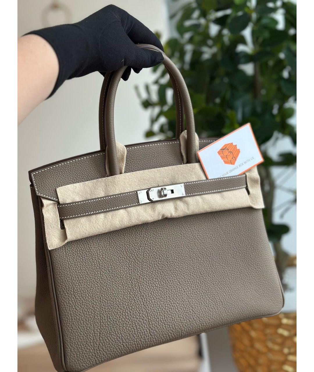 HERMES Бежевая кожаная сумка тоут, фото 4