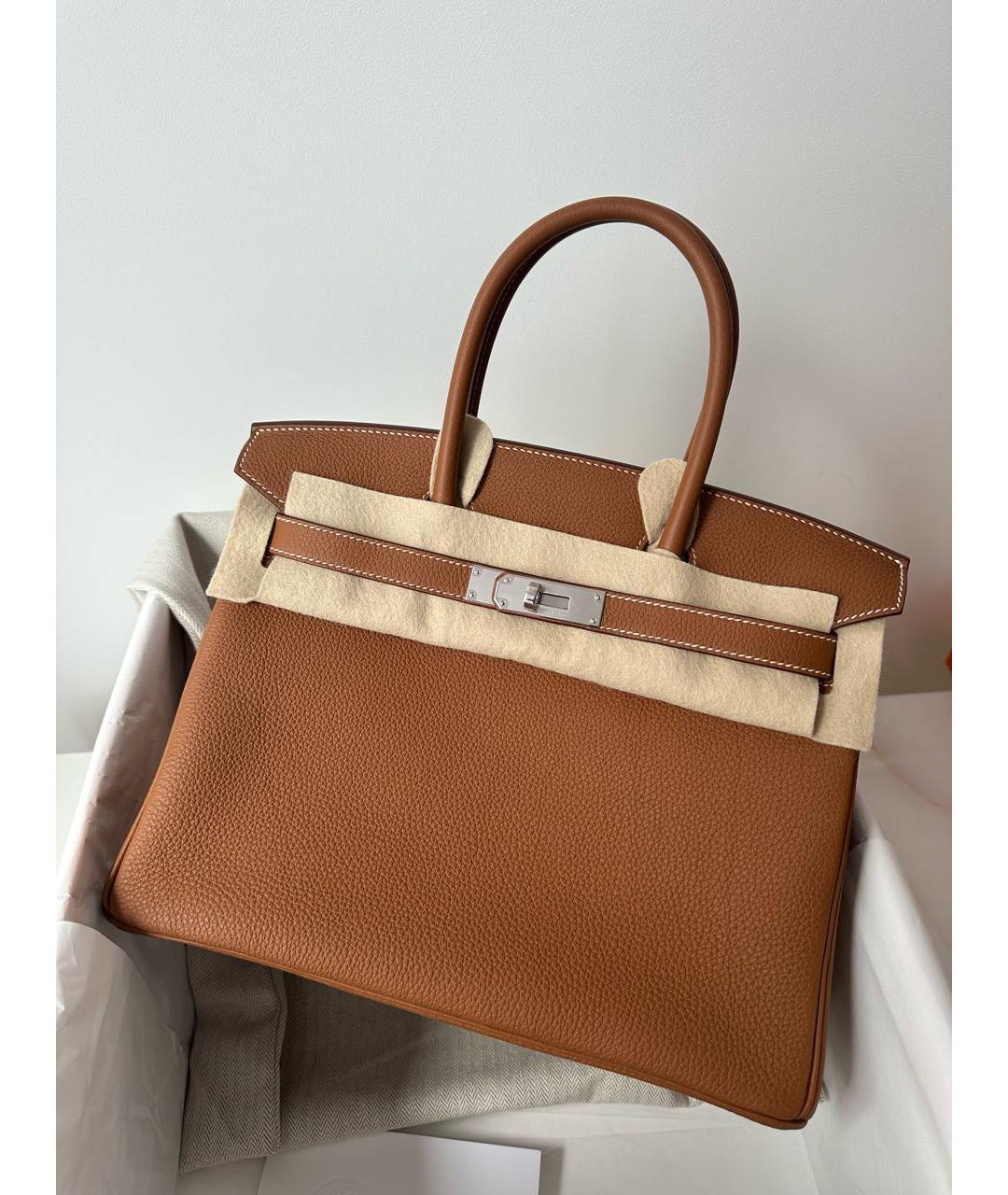 HERMES Коричневая кожаная сумка тоут, фото 8
