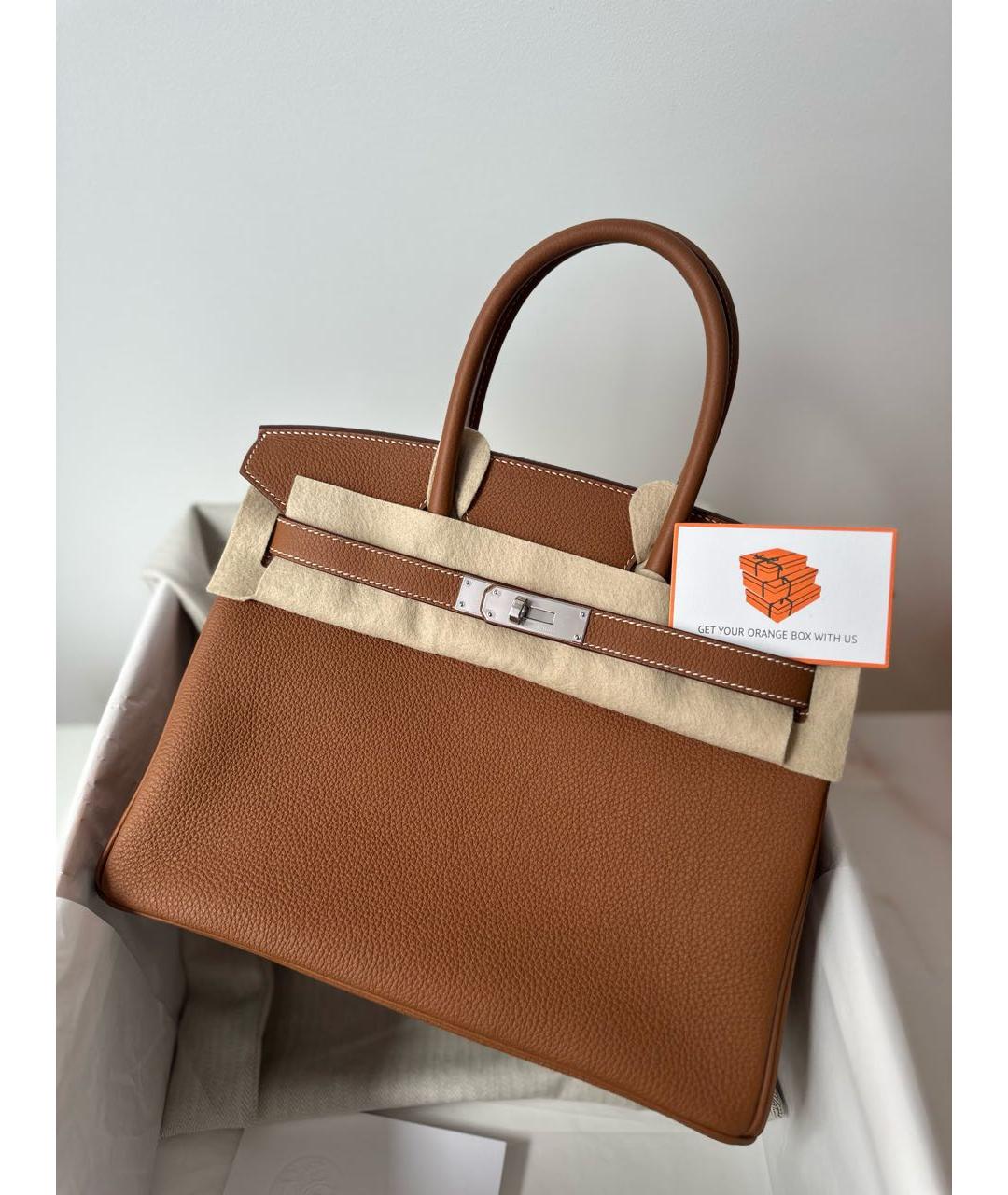 HERMES Коричневая кожаная сумка тоут, фото 3