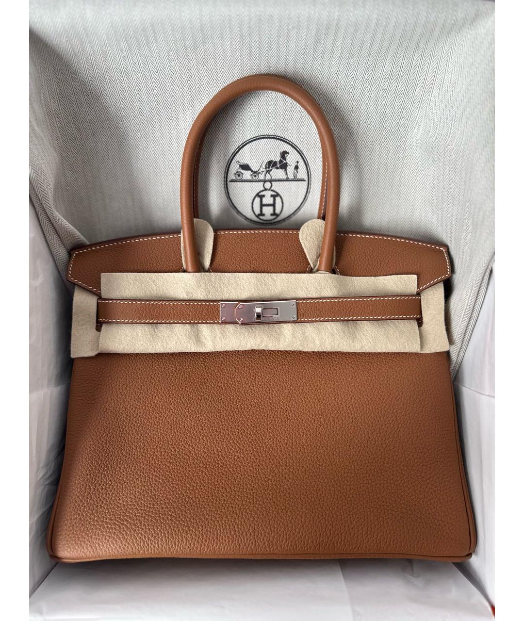HERMES Коричневая кожаная сумка тоут, фото 2