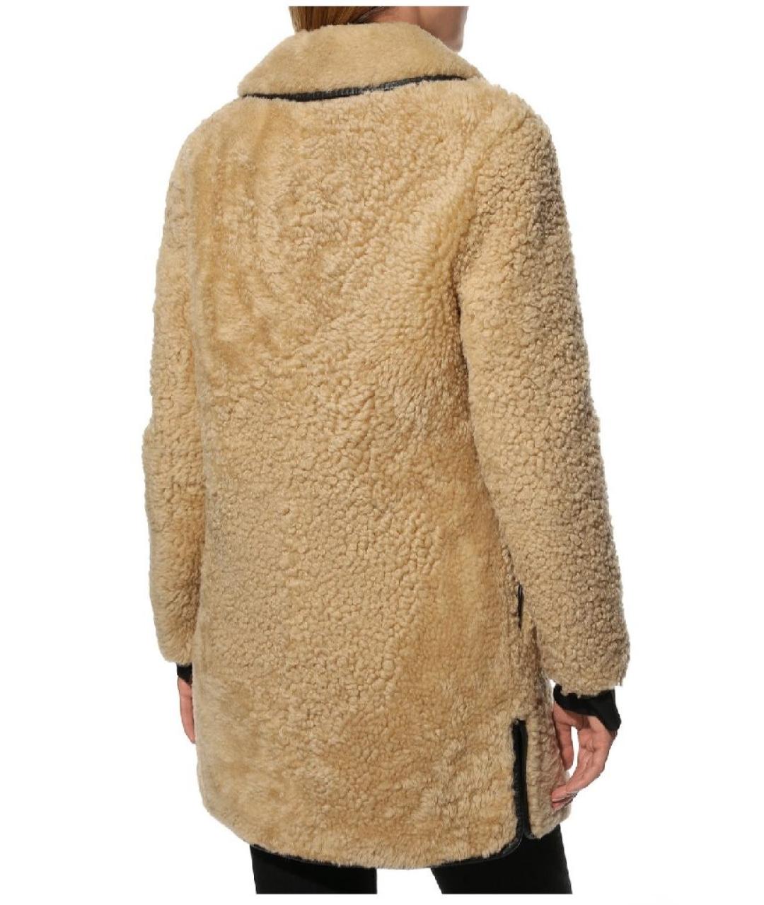 SAINT LAURENT Бежевая шерстяная шуба, фото 2