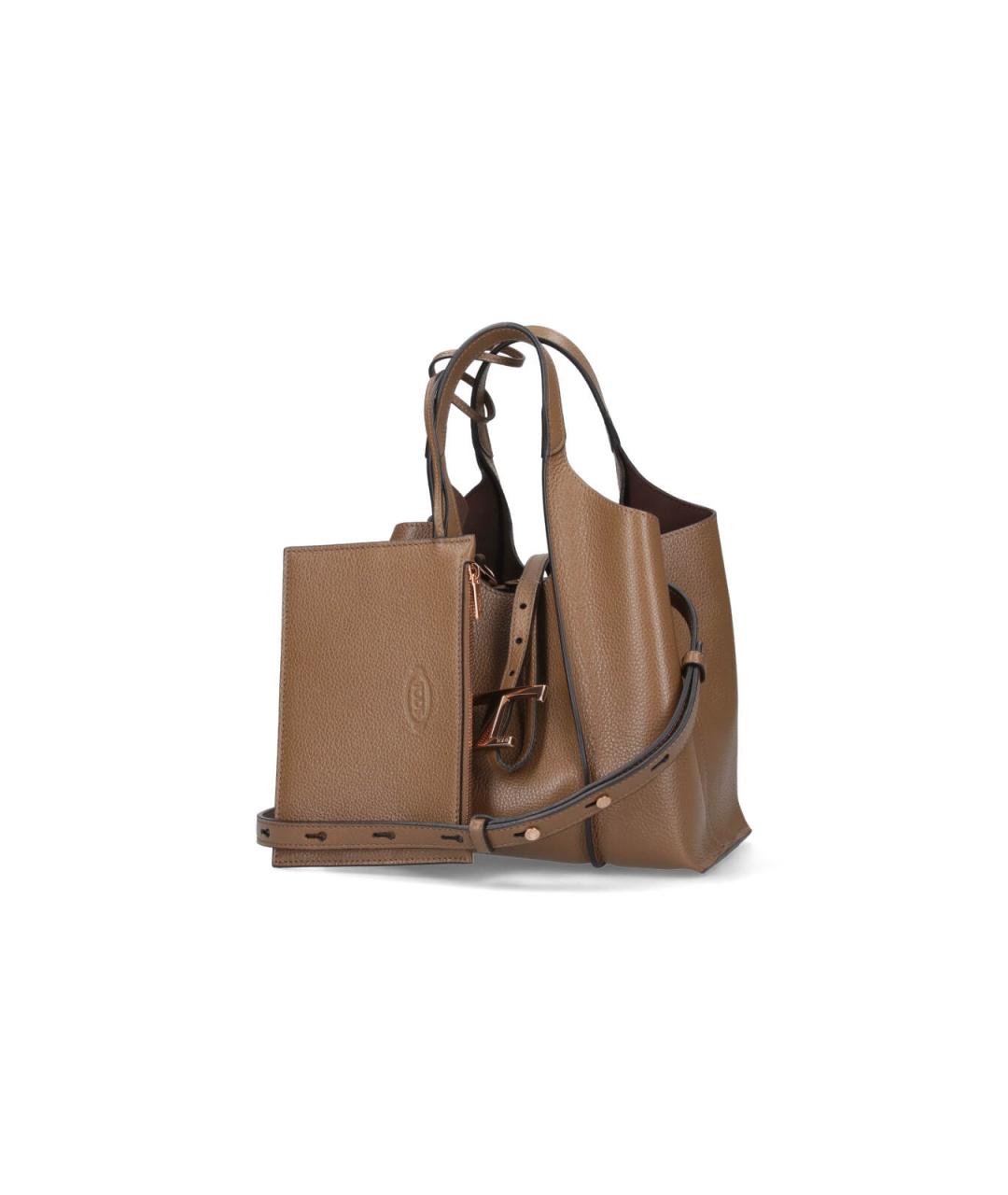 TOD'S Коричневая кожаная сумка тоут, фото 2