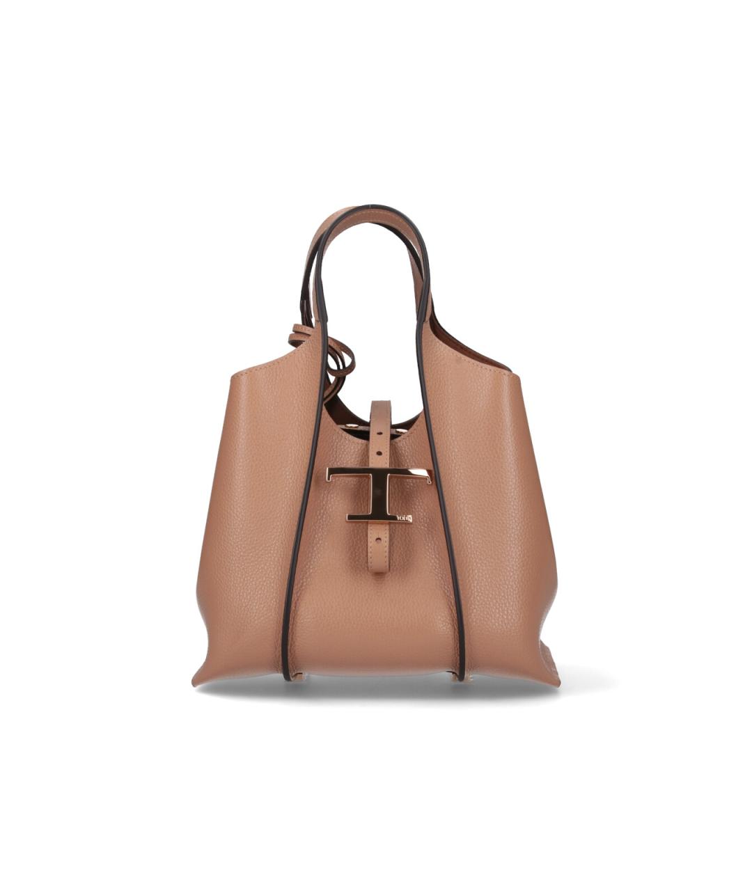 TOD'S Бежевая кожаная сумка тоут, фото 1