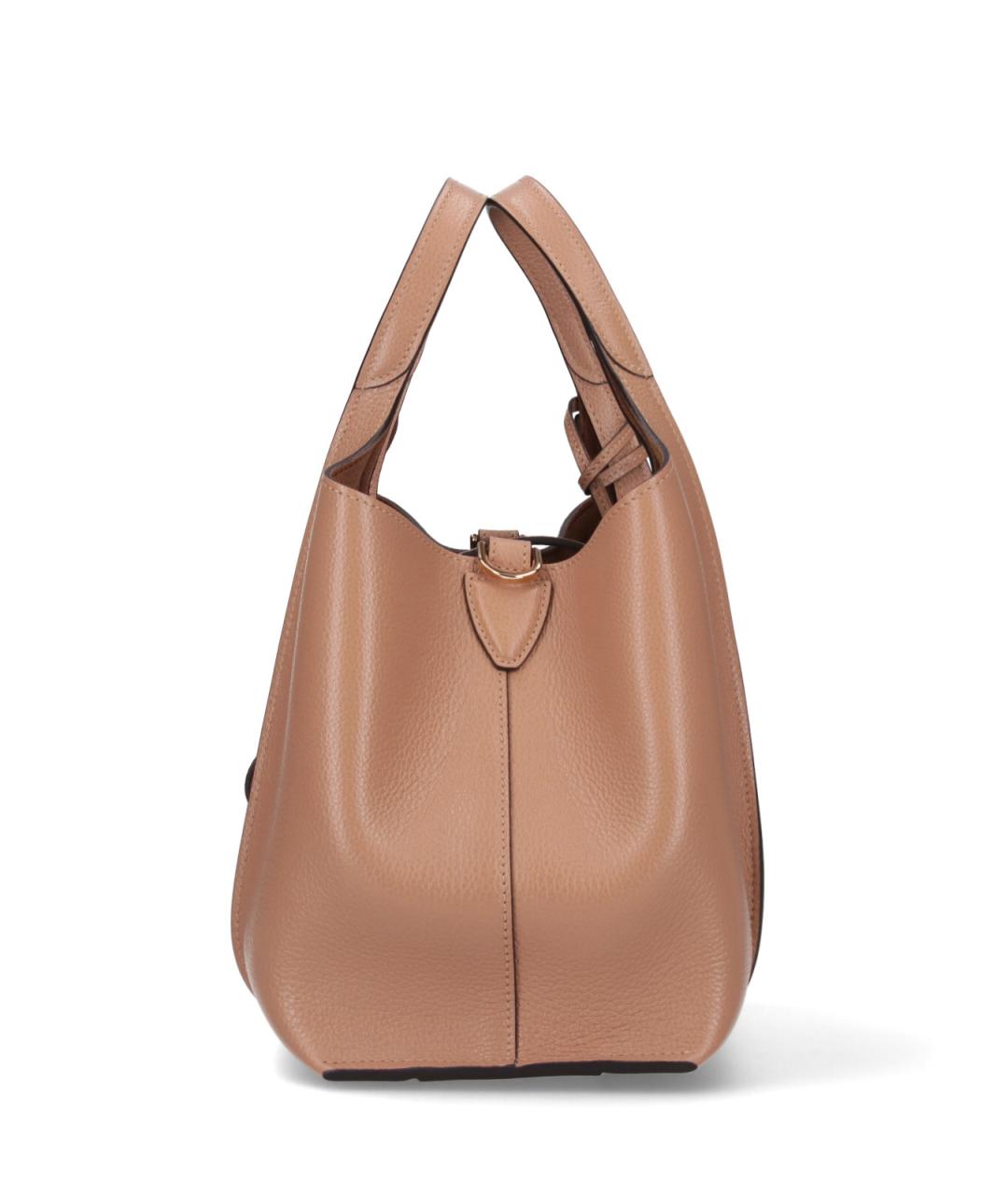 TOD'S Бежевая кожаная сумка тоут, фото 5