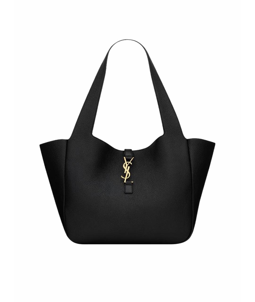 SAINT LAURENT Черная кожаная сумка тоут, фото 1