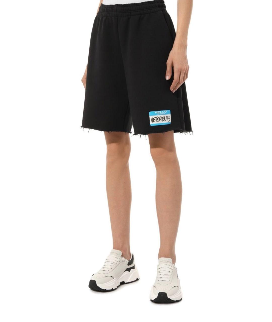 VETEMENTS Черные хлопковые шорты, фото 4