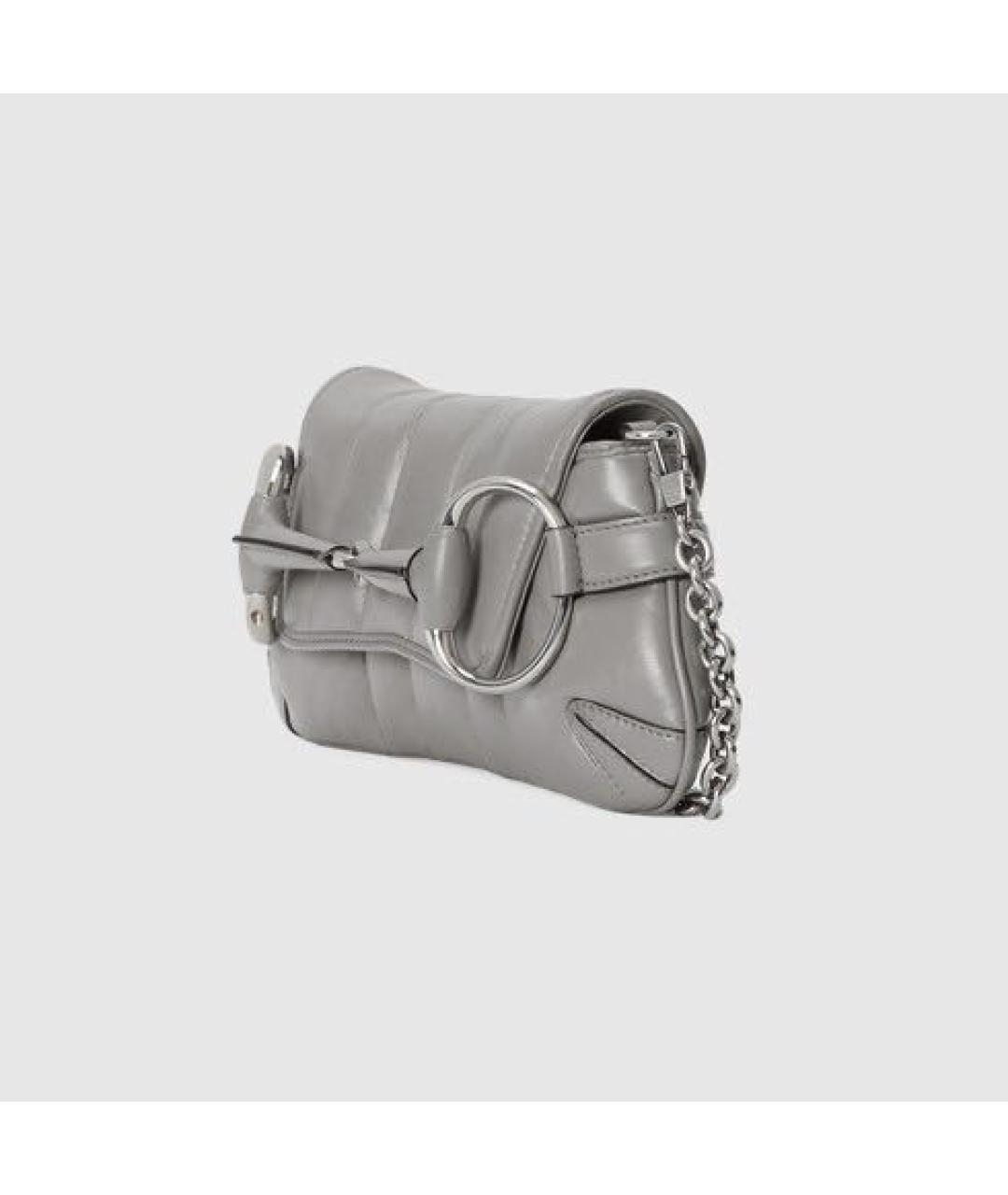 GUCCI Серая кожаная сумка с короткими ручками, фото 2