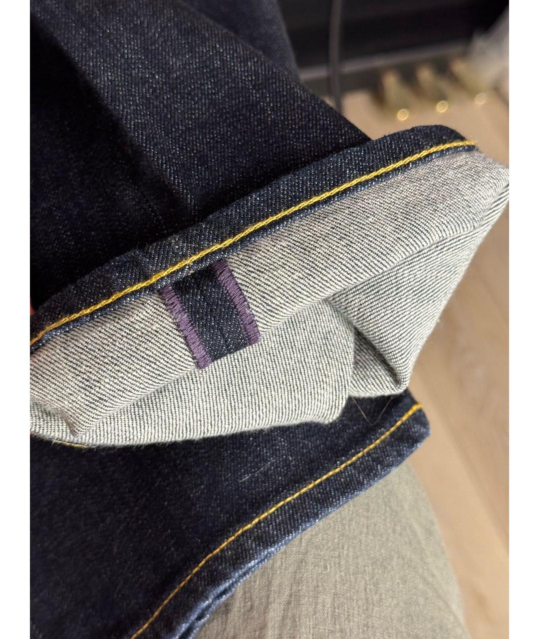 RALPH LAUREN PURPLE LABEL Темно-синие хлопко-эластановые прямые джинсы, фото 4