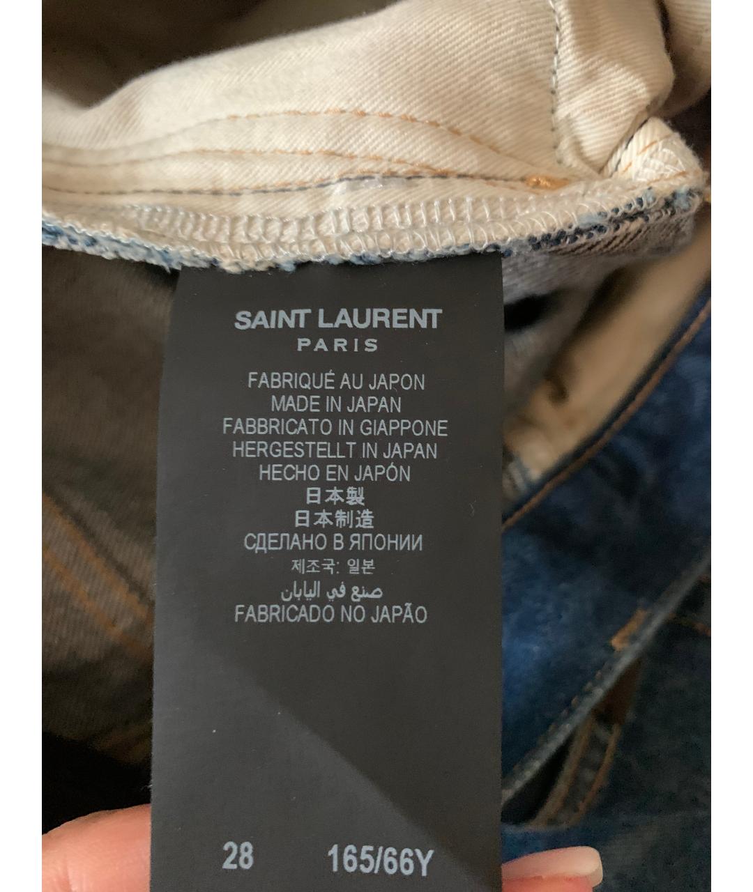 SAINT LAURENT Голубые хлопковые джинсы слим, фото 6