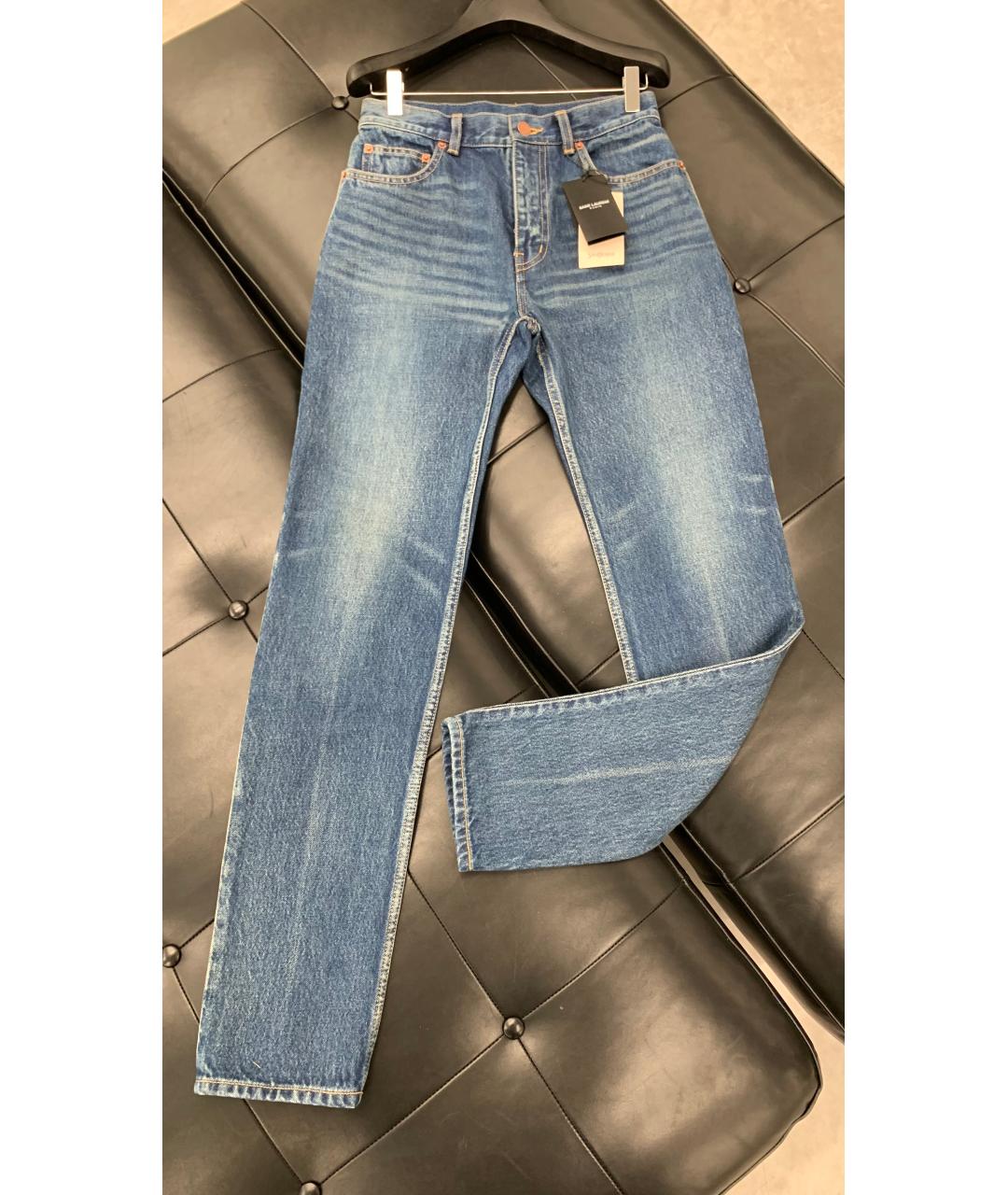 SAINT LAURENT Голубые хлопковые джинсы слим, фото 9