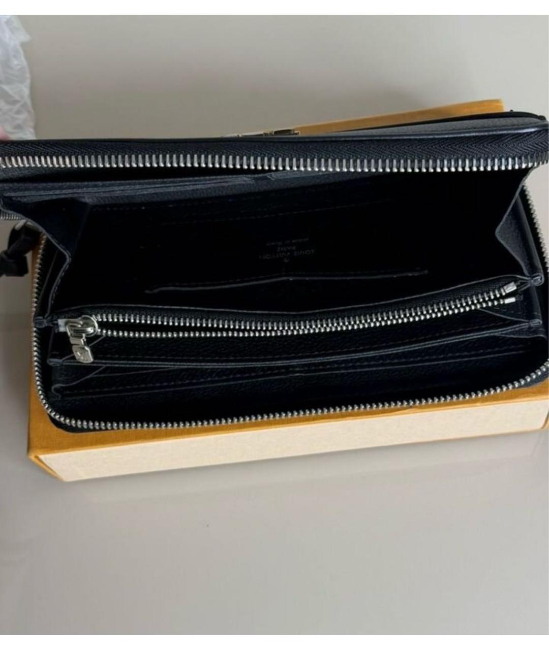LOUIS VUITTON Черный кожаный кошелек, фото 3