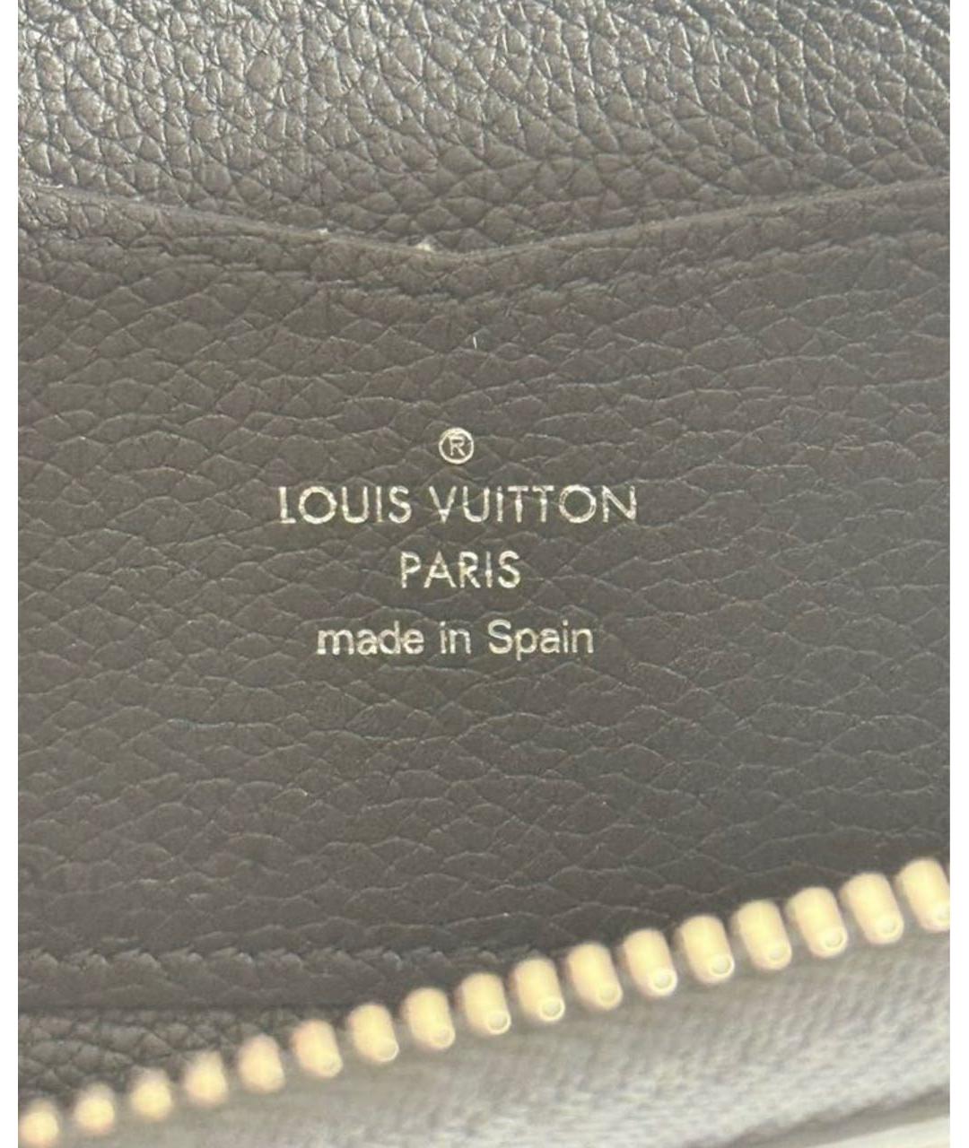 LOUIS VUITTON Черный кожаный кошелек, фото 5