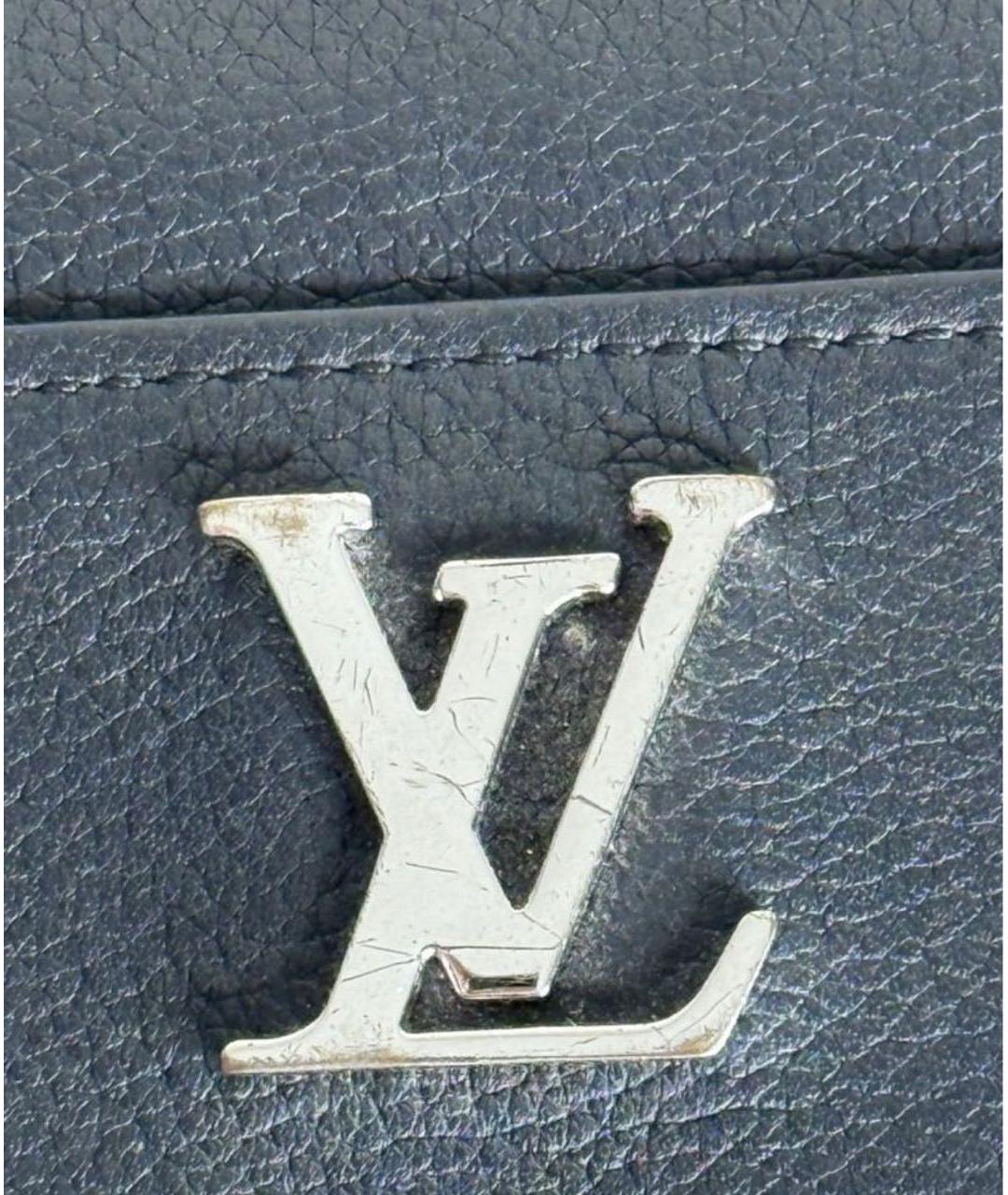 LOUIS VUITTON Черный кожаный кошелек, фото 2
