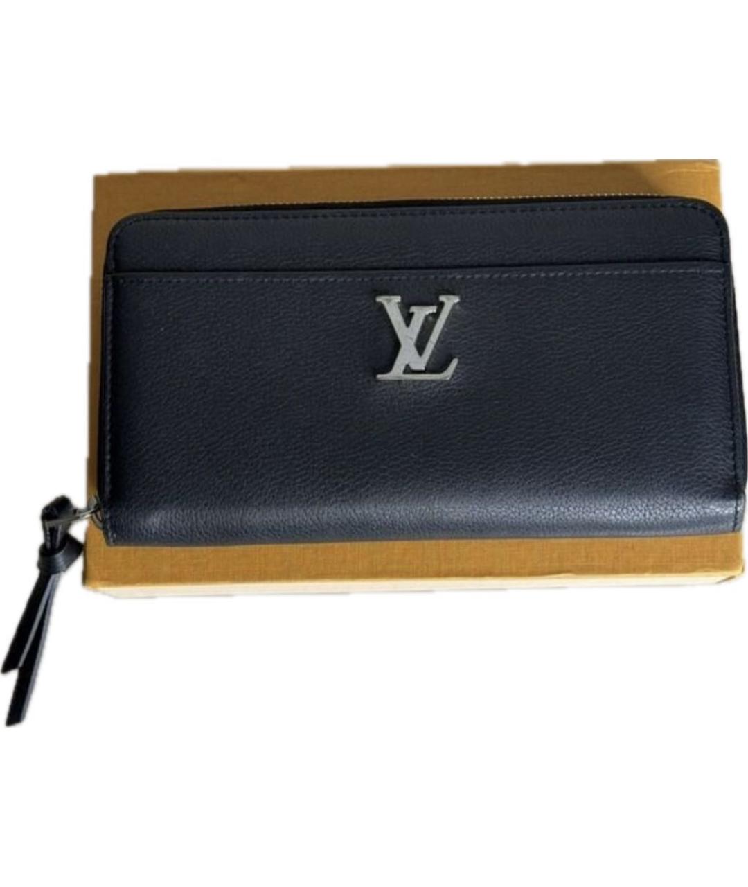 LOUIS VUITTON Черный кожаный кошелек, фото 7