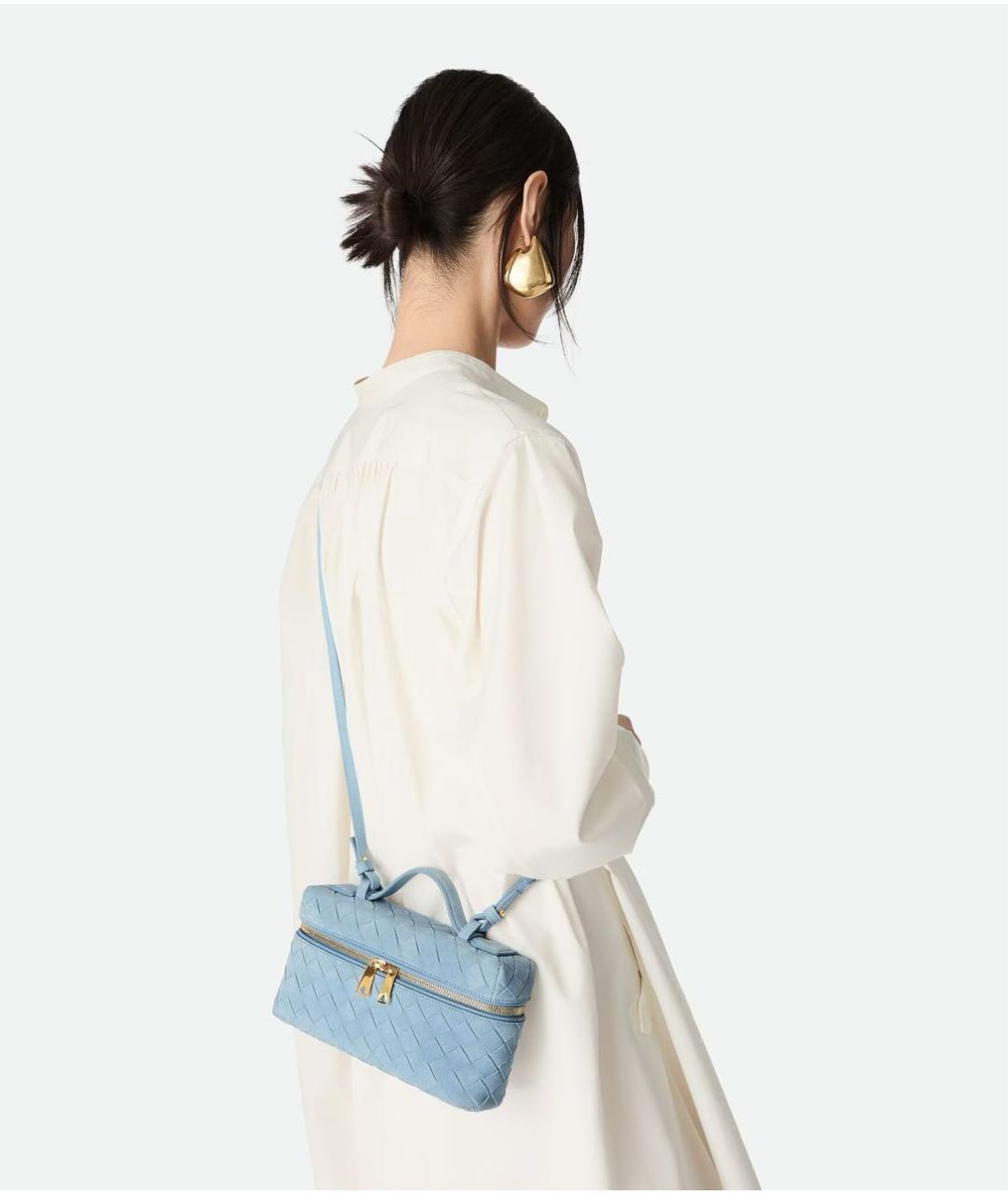 BOTTEGA VENETA Голубая замшевая сумка с короткими ручками, фото 5