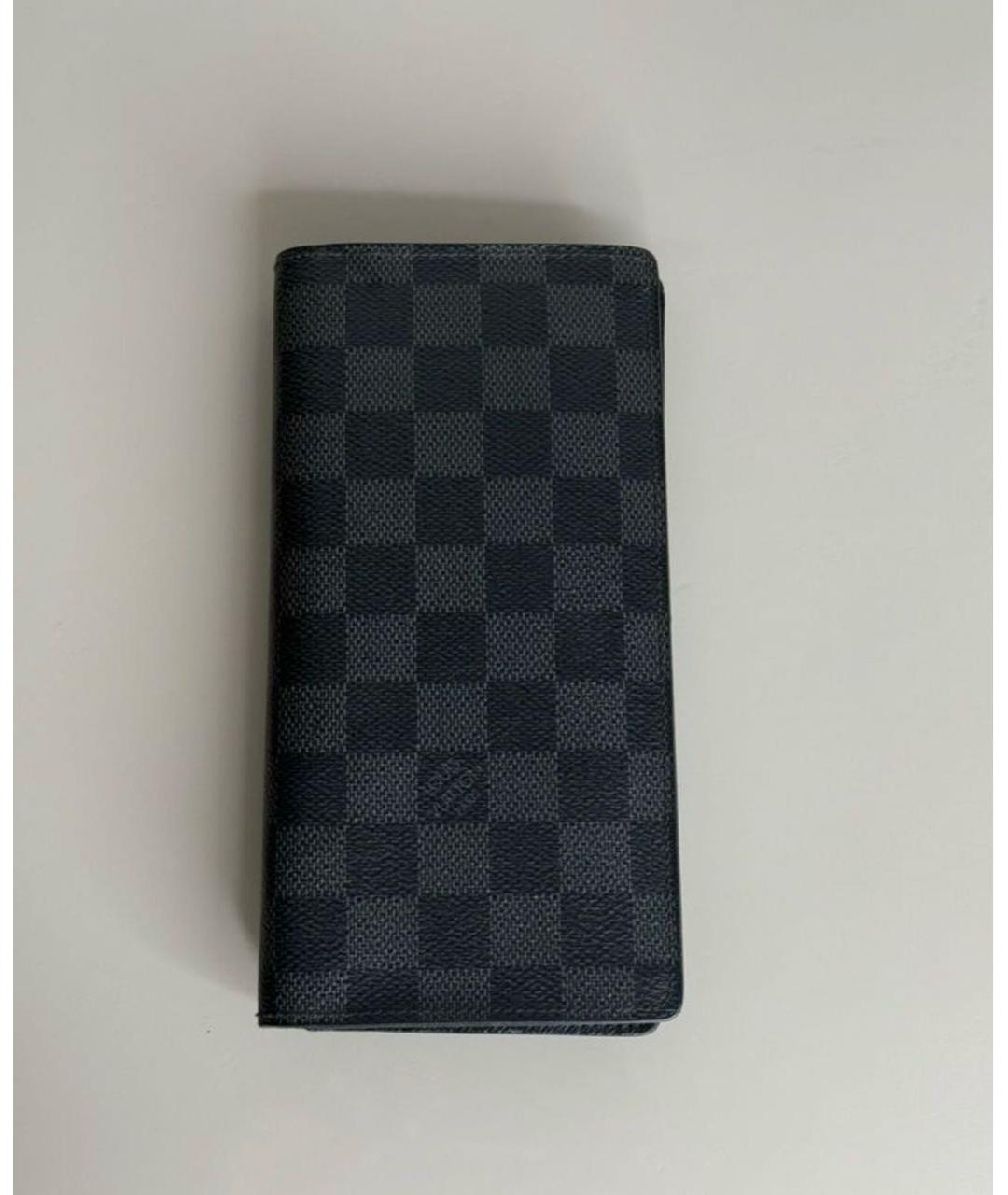 LOUIS VUITTON Антрацитовый кожаный кошелек, фото 2