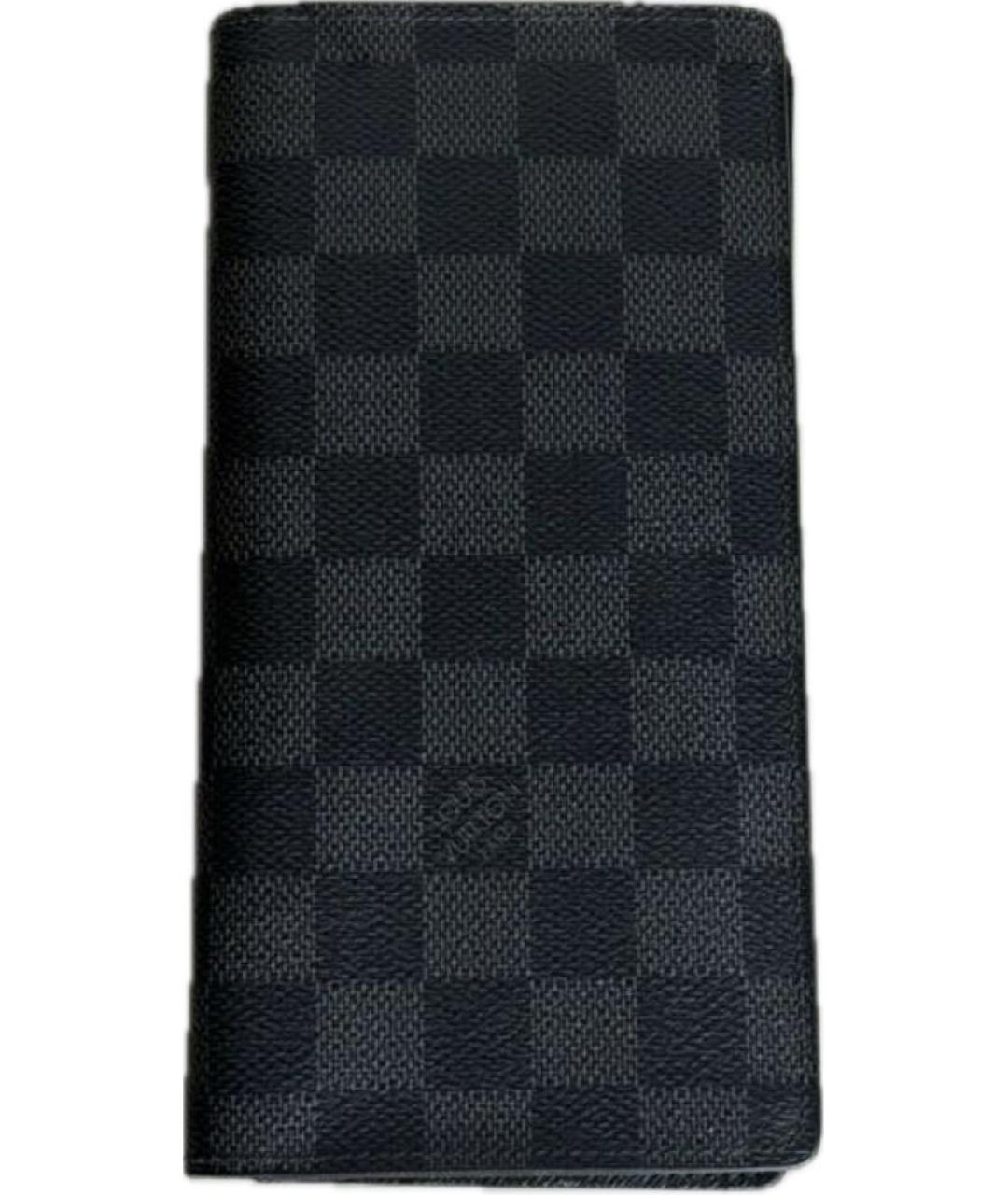 LOUIS VUITTON Антрацитовый кожаный кошелек, фото 1