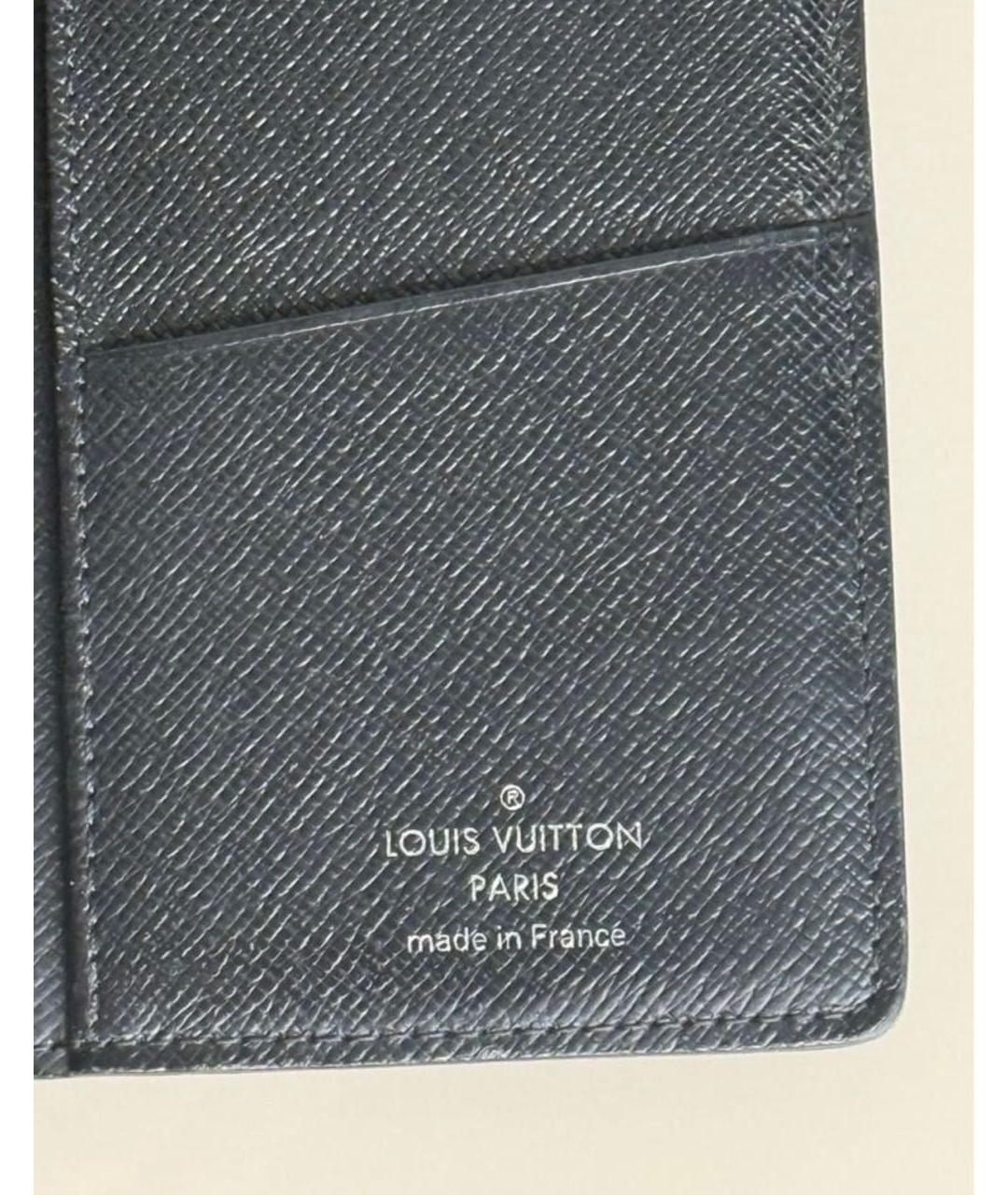 LOUIS VUITTON Антрацитовый кожаный кошелек, фото 5