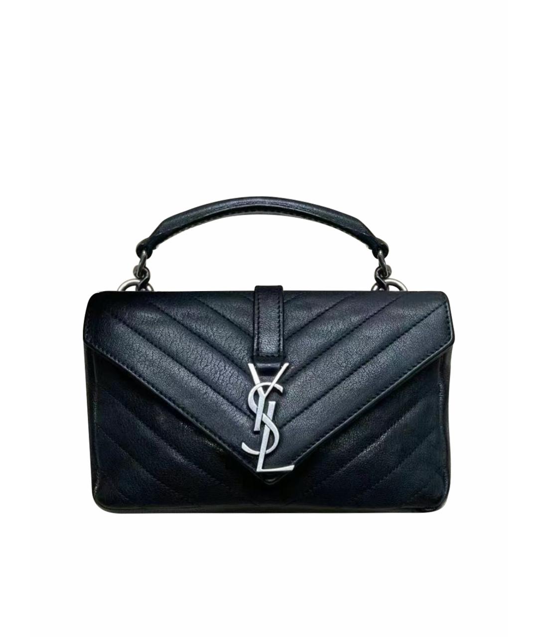 SAINT LAURENT Черная кожаная сумка с короткими ручками, фото 1