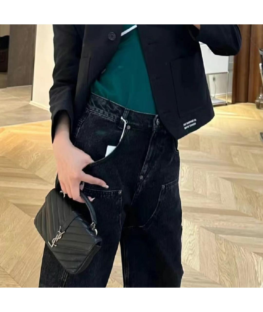SAINT LAURENT Черная кожаная сумка с короткими ручками, фото 5
