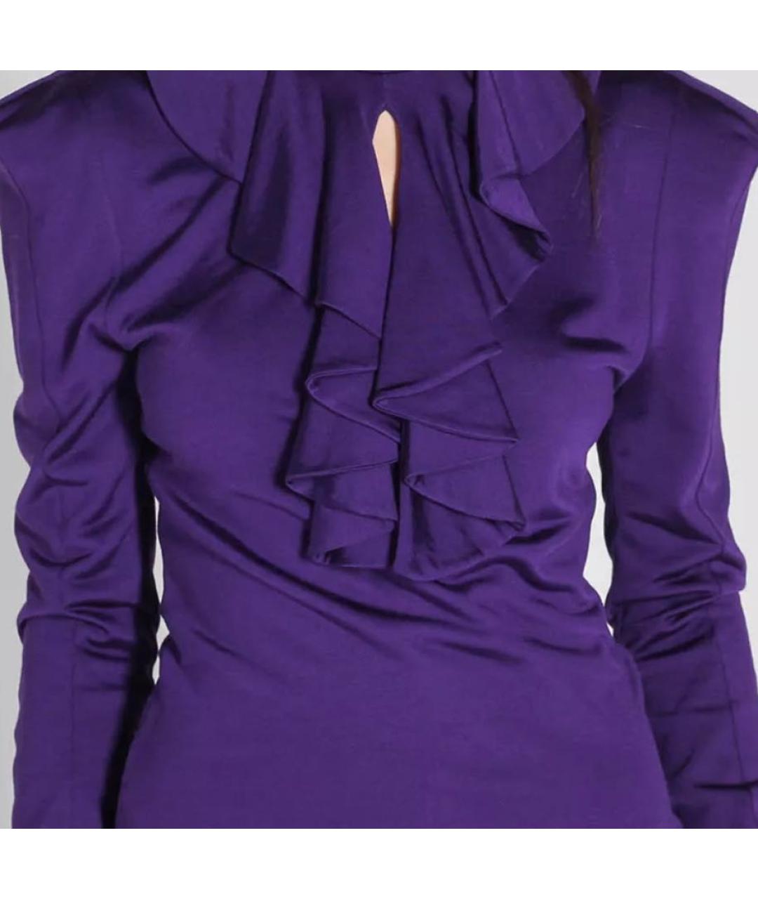 BALMAIN Фиолетовое вискозное коктейльное платье, фото 6