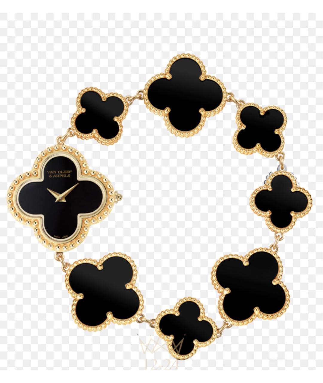 VAN CLEEF & ARPELS Черные часы из желтого золота, фото 2