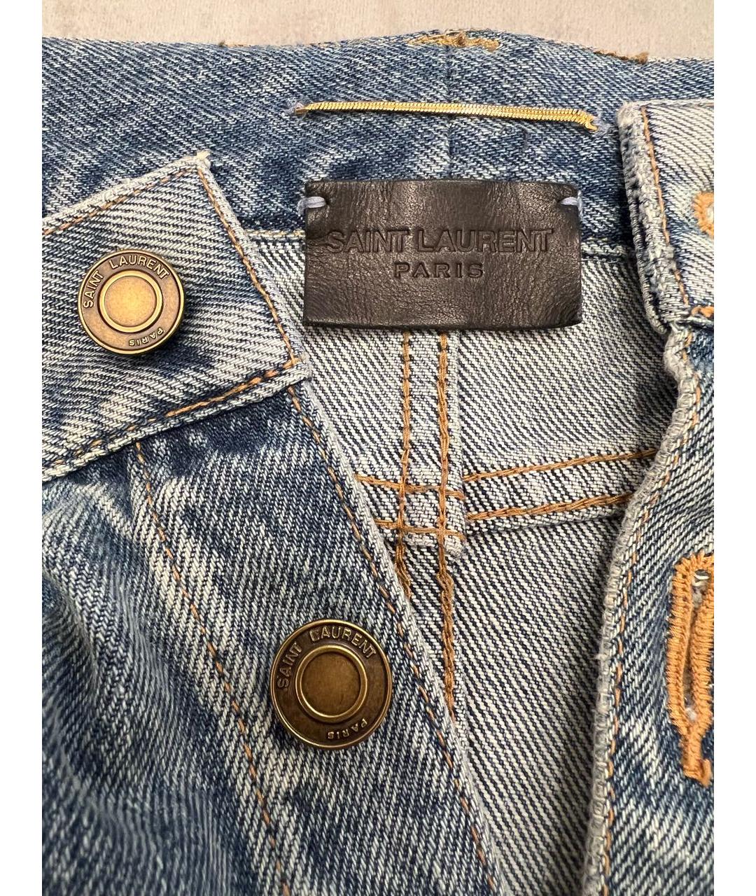 SAINT LAURENT Синяя хлопковая юбка миди, фото 3