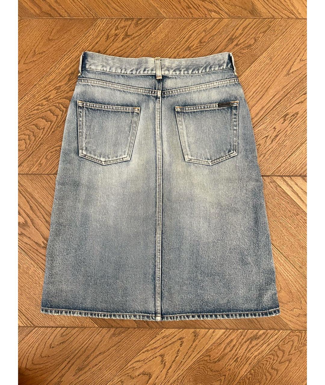 SAINT LAURENT Синяя хлопковая юбка миди, фото 2