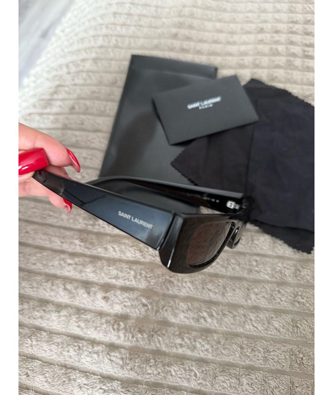 SAINT LAURENT Черные пластиковые солнцезащитные очки, фото 2