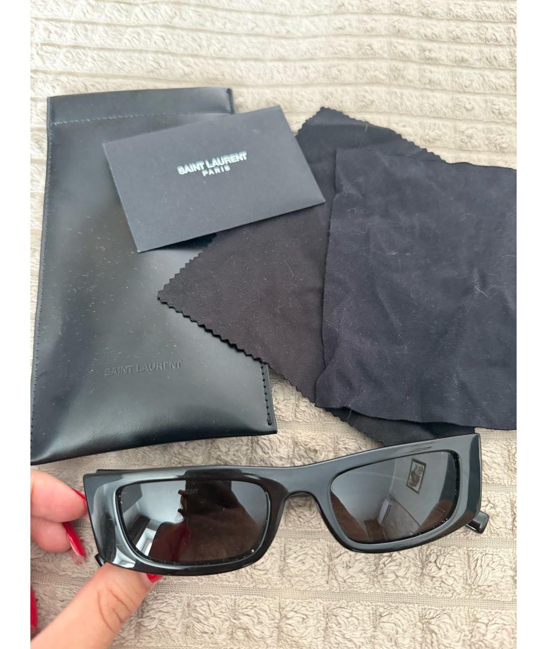 SAINT LAURENT Черные пластиковые солнцезащитные очки, фото 4