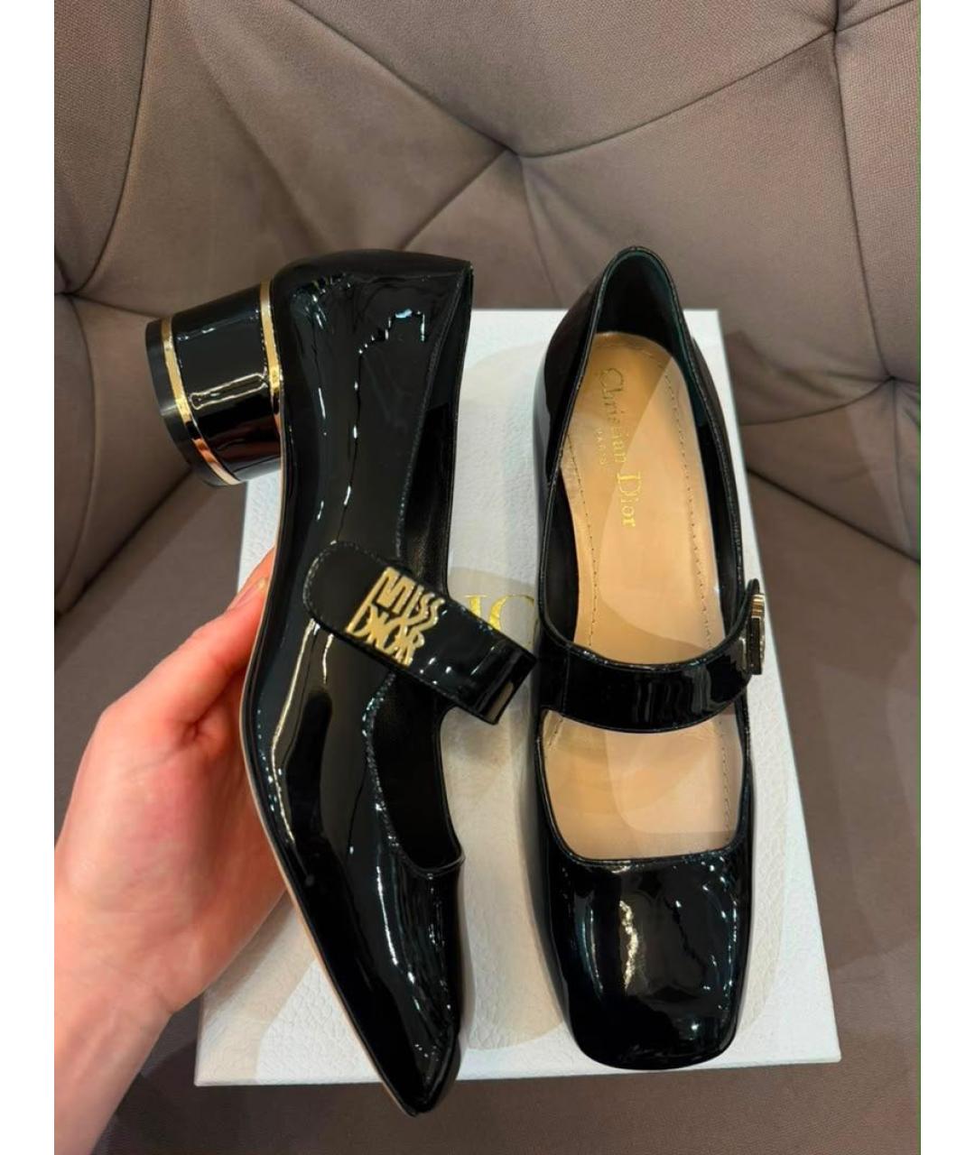 CHRISTIAN DIOR Черные туфли из лакированной кожи, фото 3