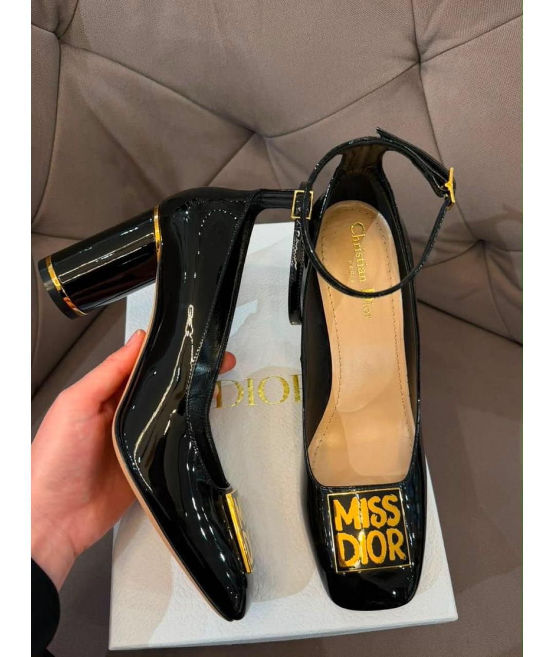 CHRISTIAN DIOR Черные туфли из лакированной кожи, фото 3