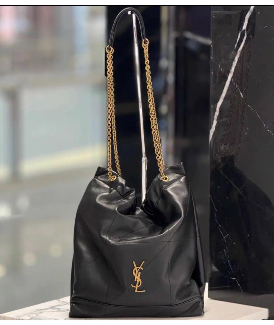 SAINT LAURENT Черная кожаная сумка через плечо, фото 2