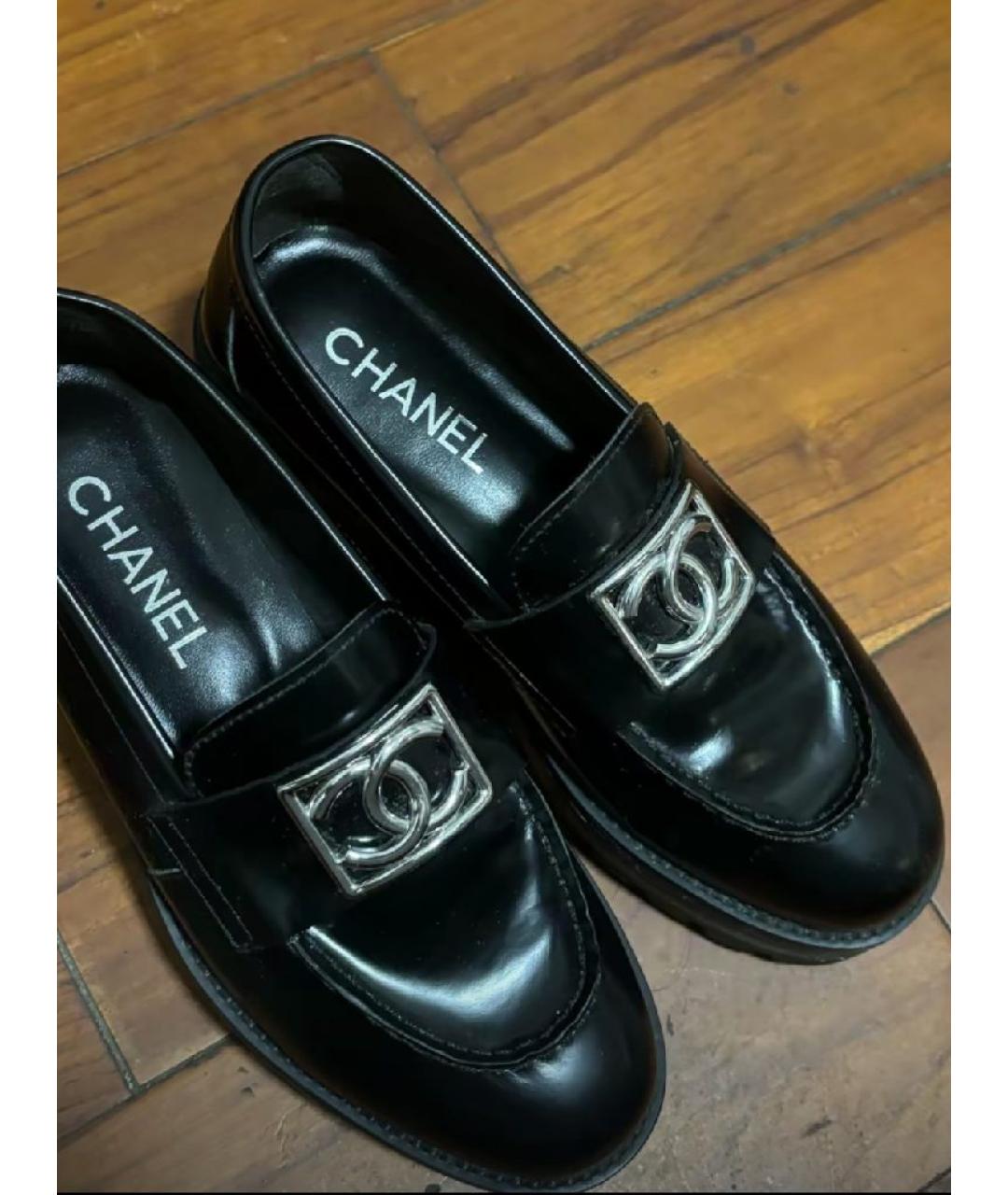 CHANEL Черные кожаные лоферы, фото 4