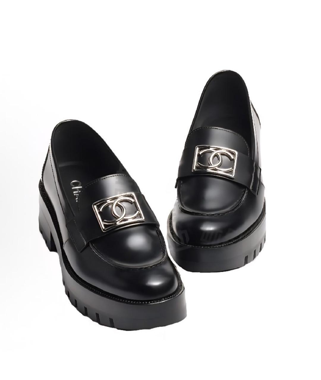 CHANEL Черные кожаные лоферы, фото 3