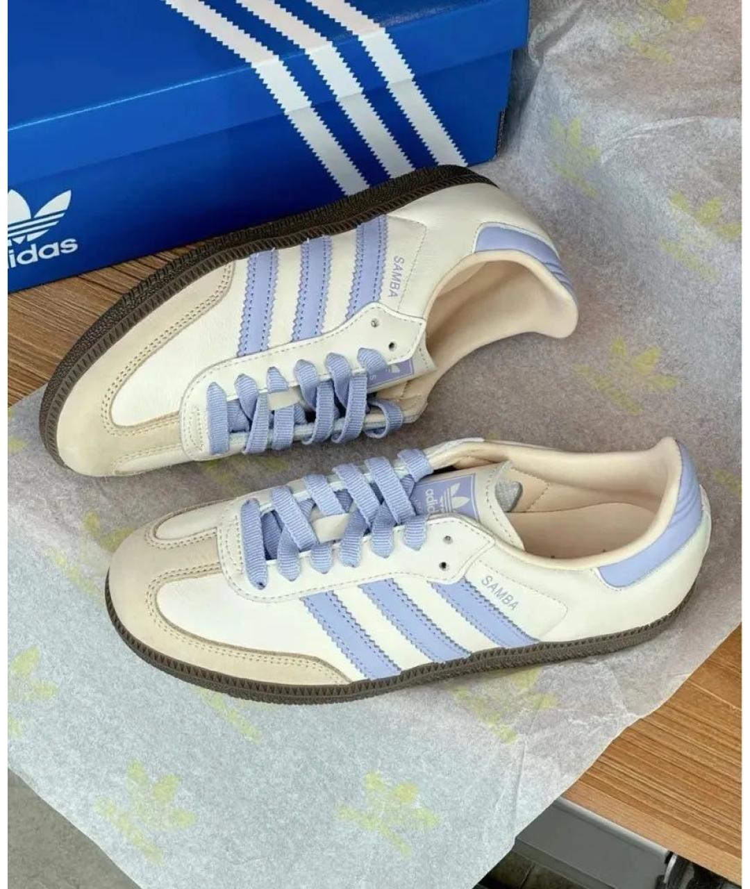 ADIDAS Бежевые кожаные кроссовки, фото 6