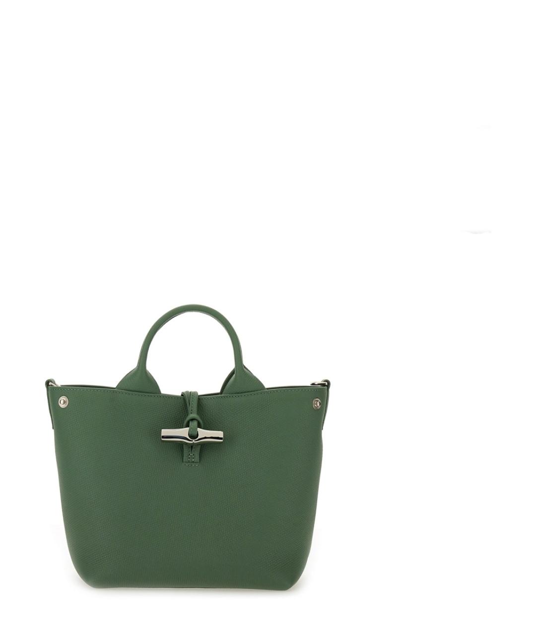 LONGCHAMP Зеленая кожаная сумка с короткими ручками, фото 5