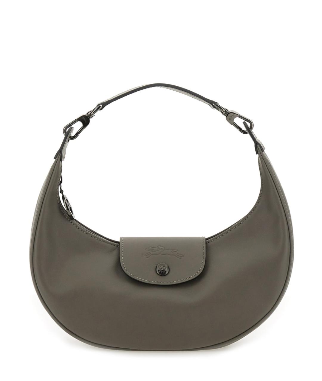 LONGCHAMP Антрацитовая кожаная сумка через плечо, фото 1