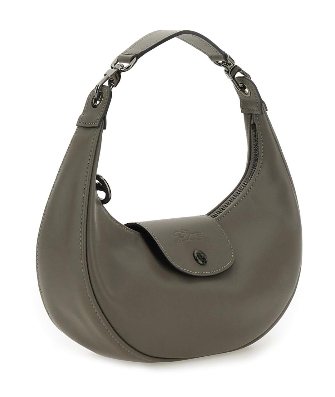 LONGCHAMP Антрацитовая кожаная сумка через плечо, фото 2