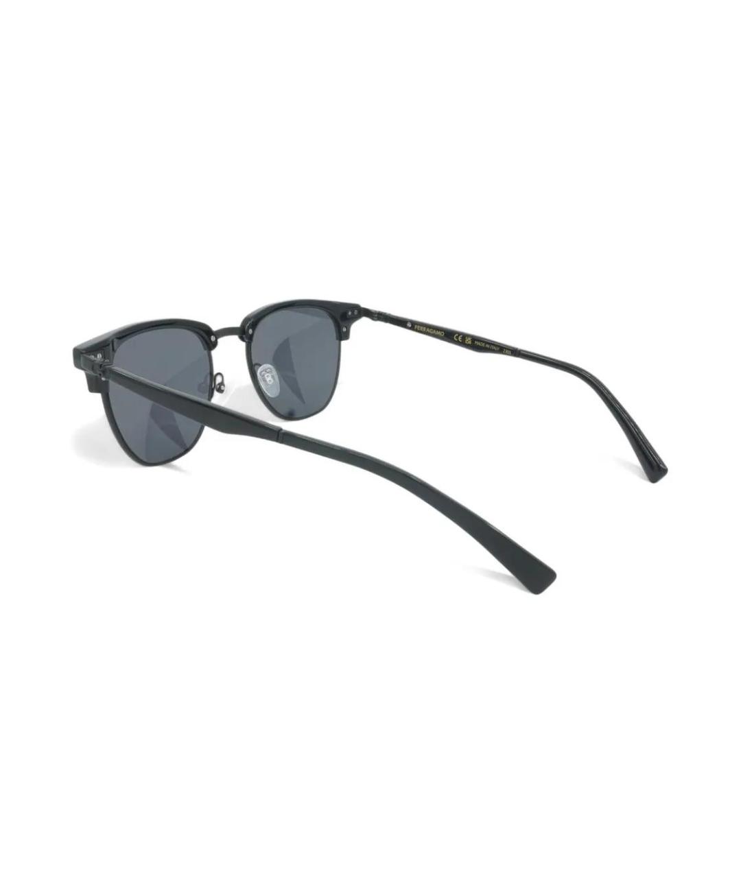 FERRAGAMO Черные металлические солнцезащитные очки, фото 3