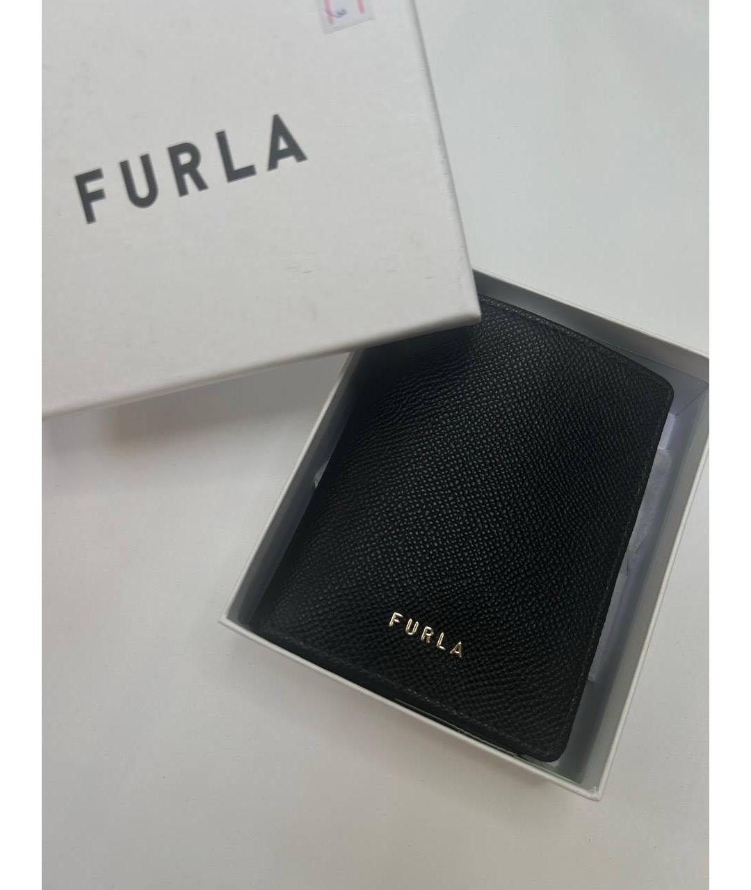FURLA Черный кожаный кошелек, фото 5