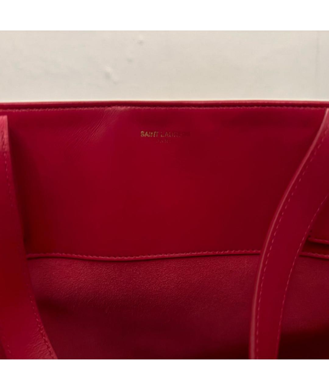 SAINT LAURENT Розовая кожаная сумка тоут, фото 5