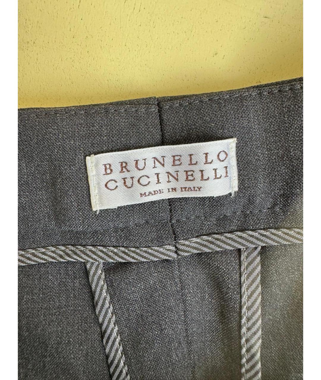 BRUNELLO CUCINELLI Серые прямые брюки, фото 8